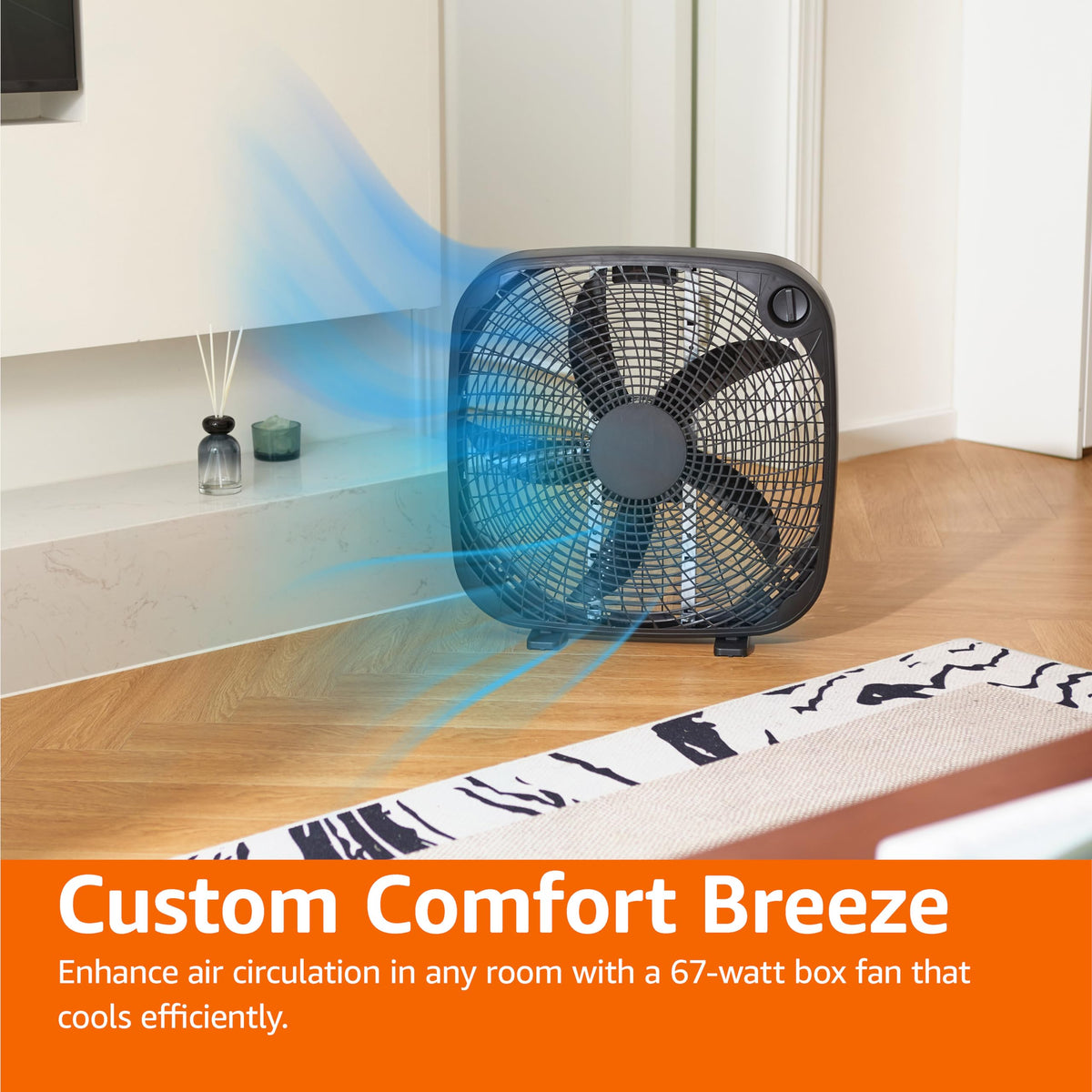 Black 20-Inch 3-Speed Box Fan with Carry Handle S51558
