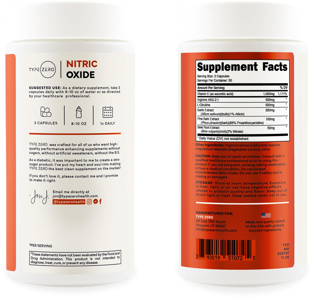 Nitric Oxide Booster 150 Veggie Capsules W685