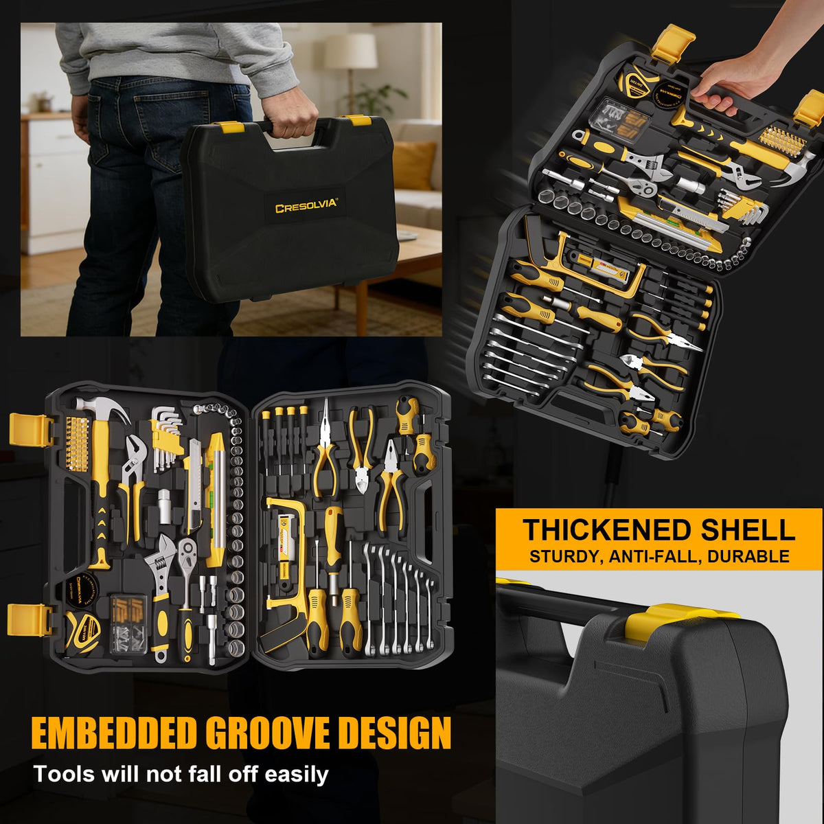 199 Piece Tool Kit with Socket Wrench Tool Box Case L81353