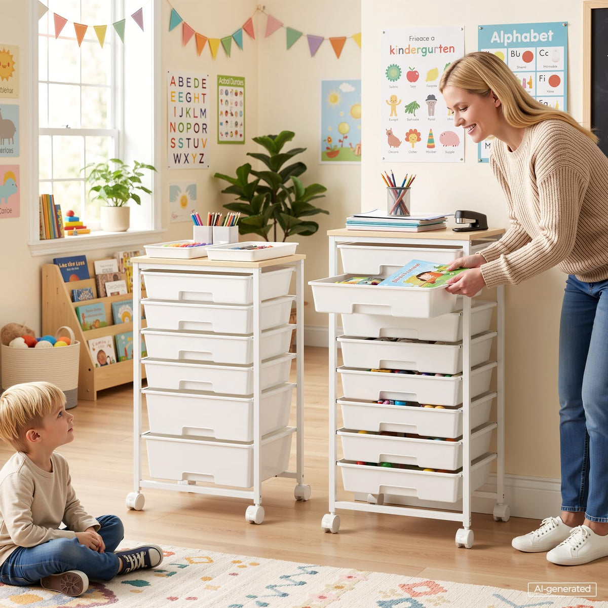 Rolling Storage Cart with 6 Drawers S21359