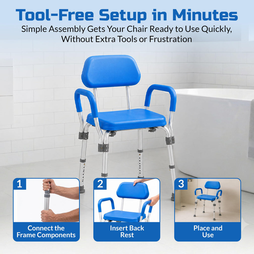 Padded Shower & Bath Chair with Armrests and Back X807412