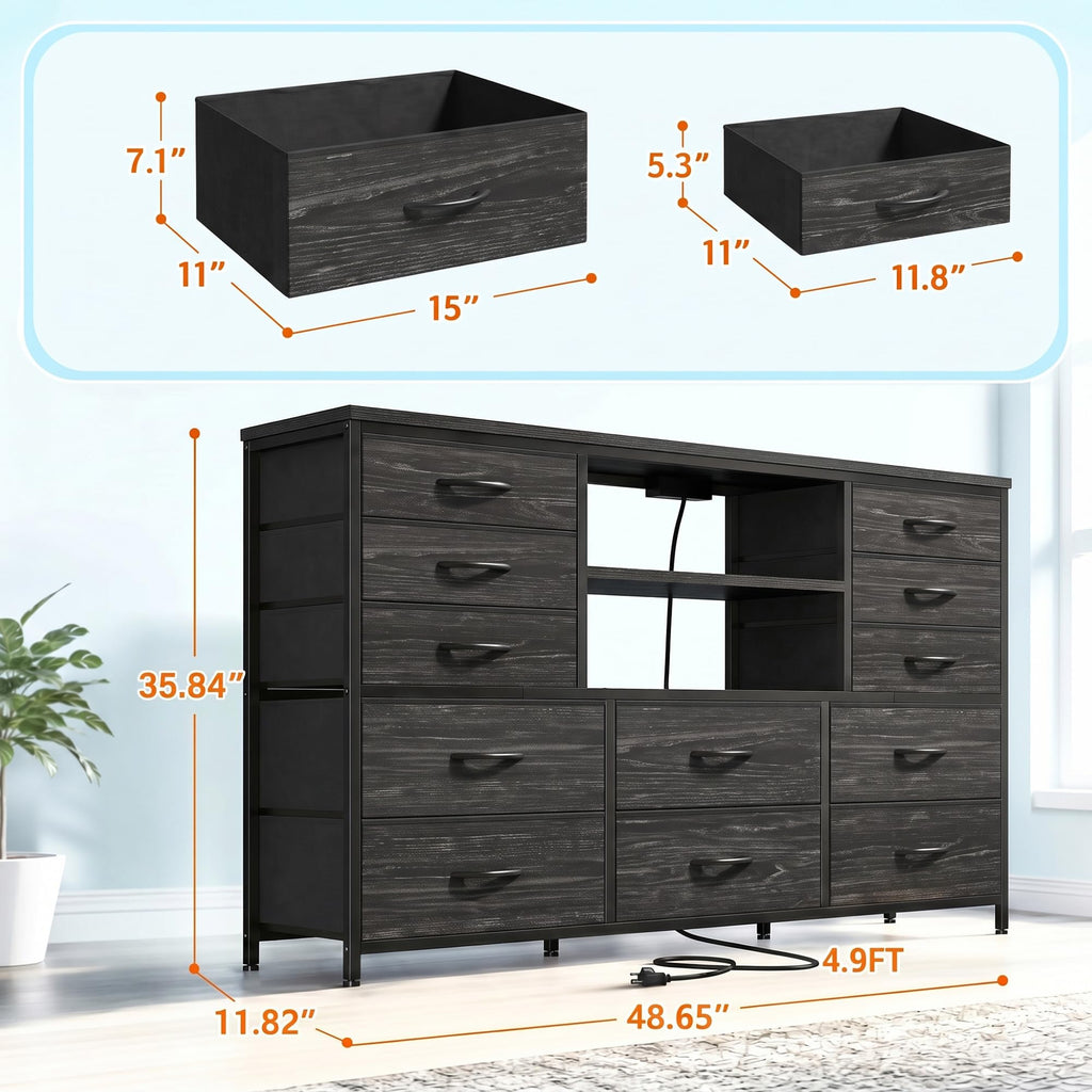 Black Wood Grain Dresser W2738