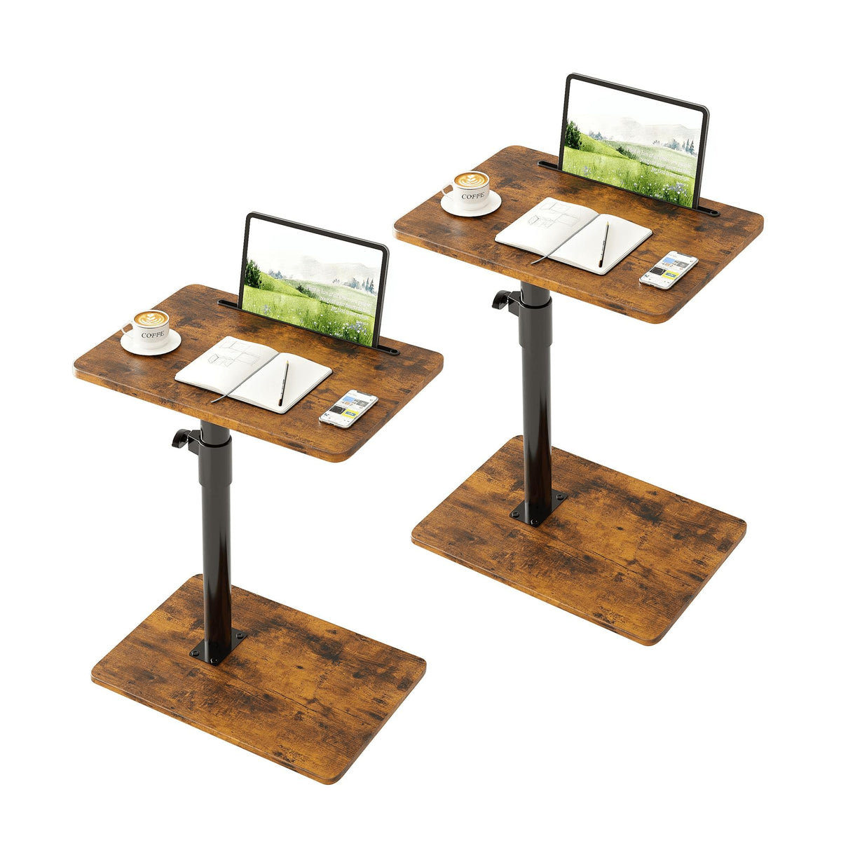 Height Adjustable Swivel C Shaped Side Table Set of 2 A995202
