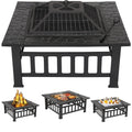 32" Square Metal Wood Burning Fire Pit Table C814