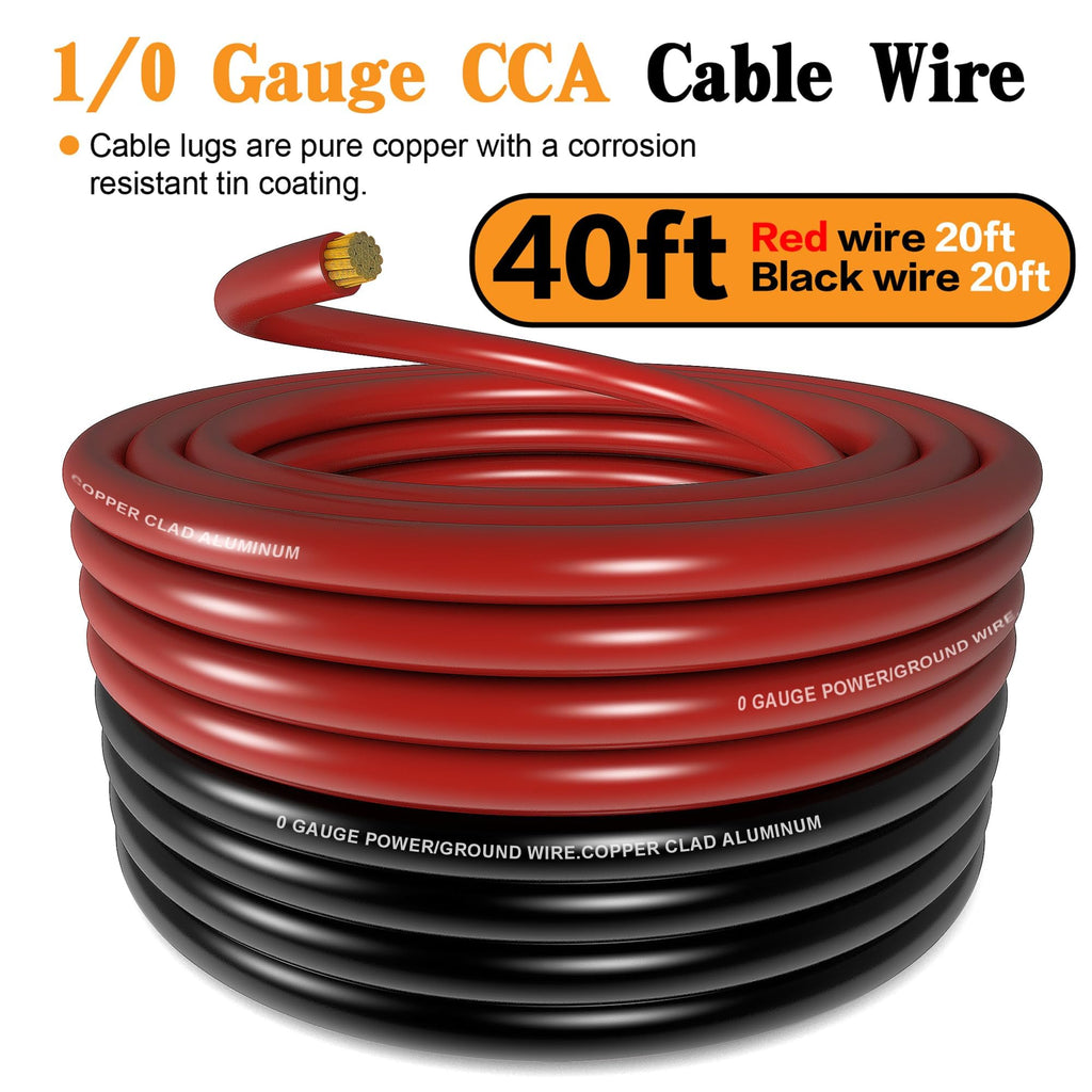 0 Gauge Battery Cable with 250A Fuse Holder & Terminals Kit E210