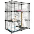 Foldable Black Wire Metal Cat Playpen J444