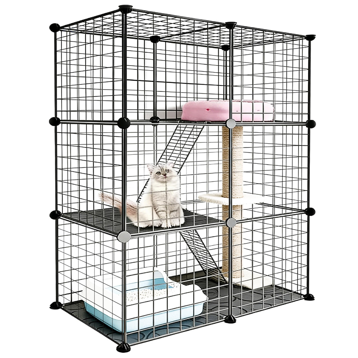 Foldable Black Wire Metal Cat Playpen J444