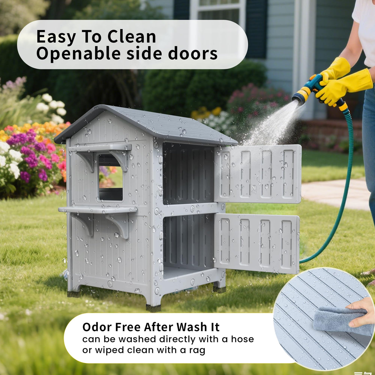 Weatherproof 2 Story Cat House with Mat N1845