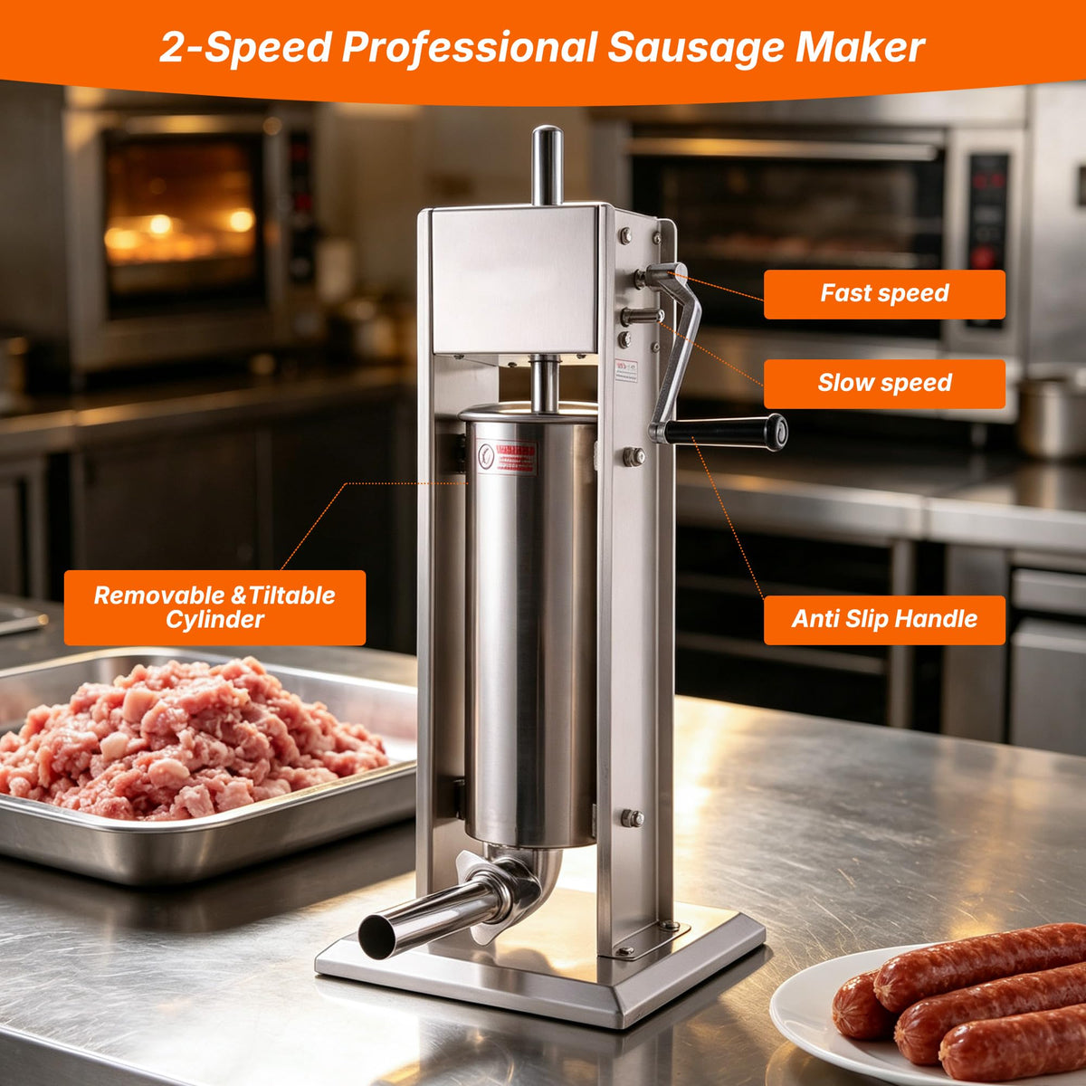 Stainless Steel Vertical Sausage Stuffer 15Lb Y994207