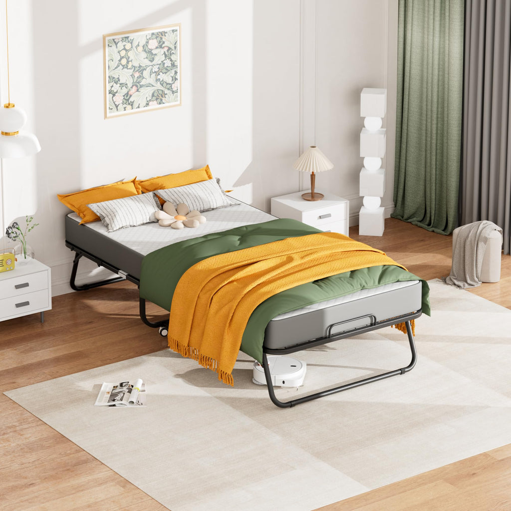 Folding Bed with 5 Inch Mattress, Twin Size L365325