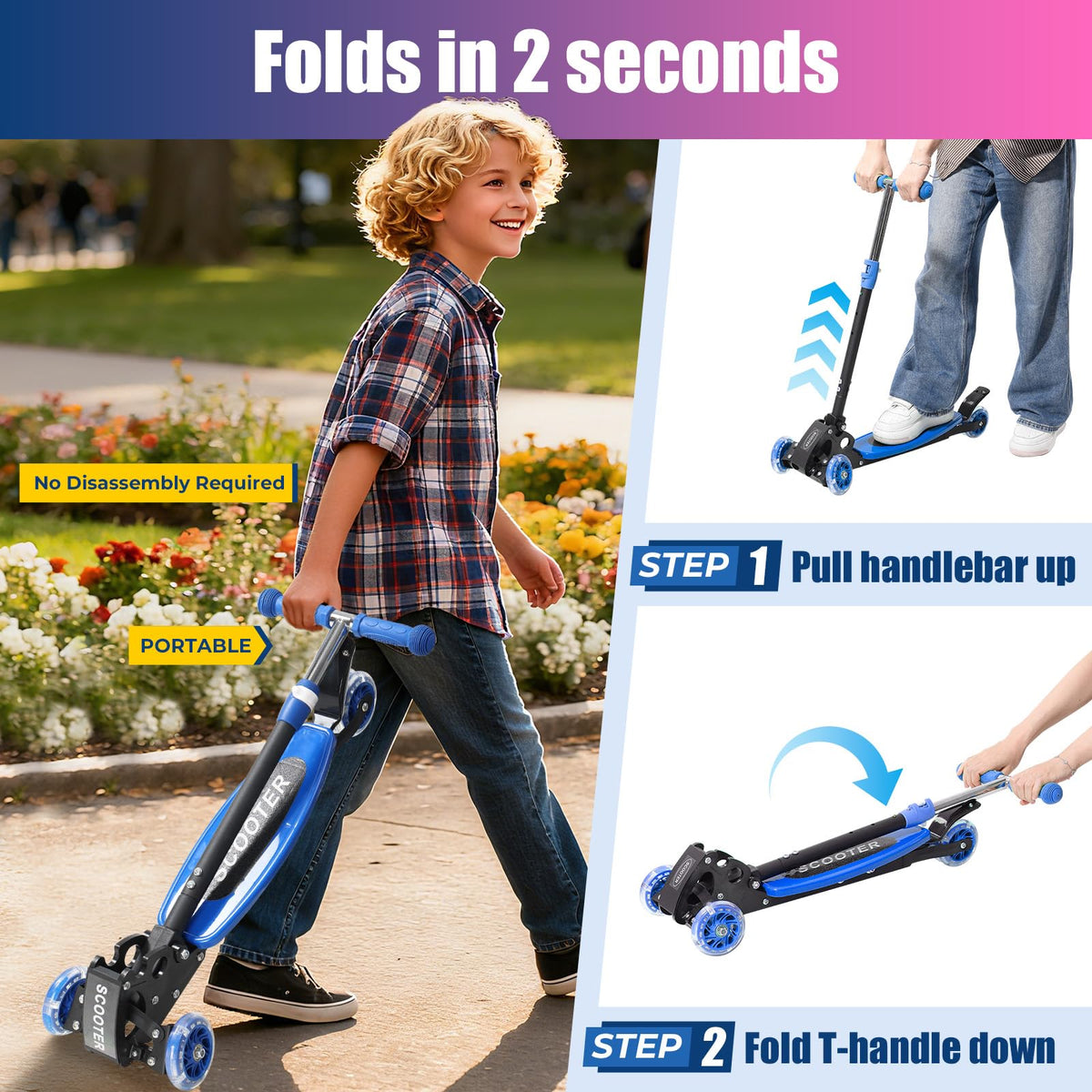 3 Wheel Kids Scooter with LED Light-Up I72680
