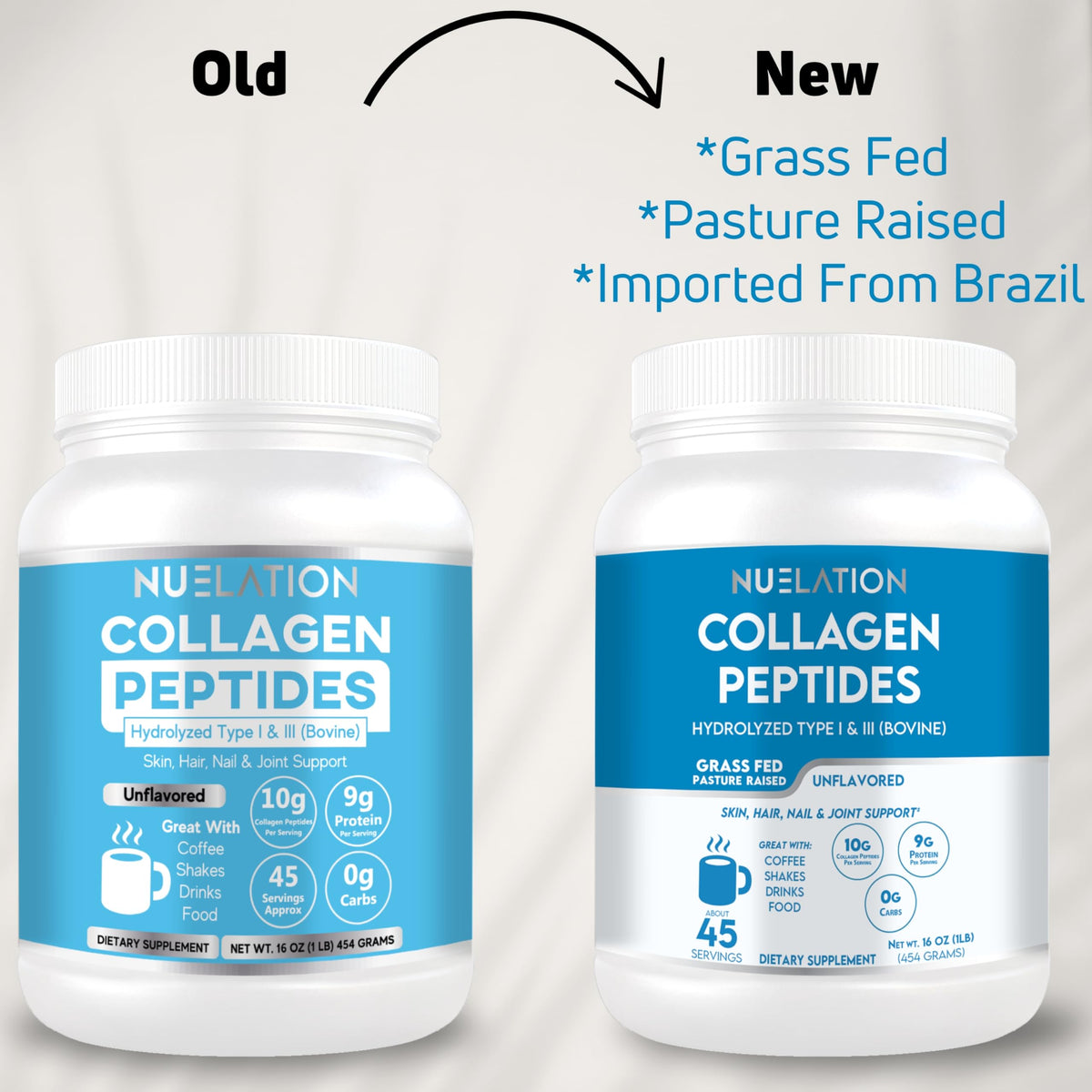 Grass Fed Hydrolyzed Bovine Collagen Peptides Powder 1LB Unflavored F22033