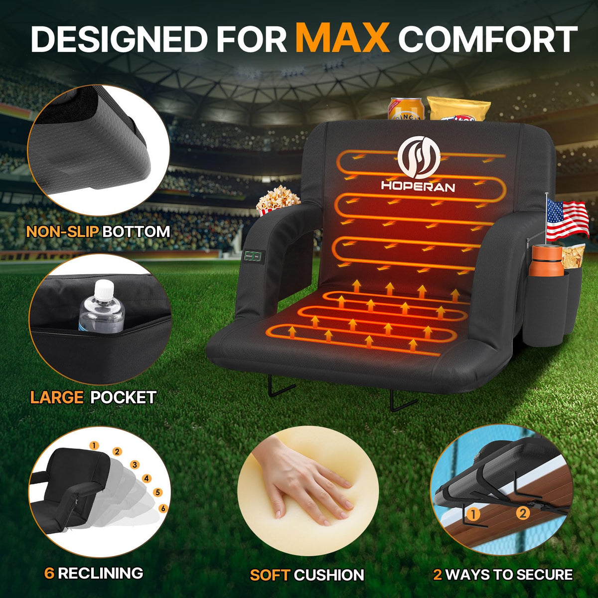 Heated Stadium Seats with Back Support X166864