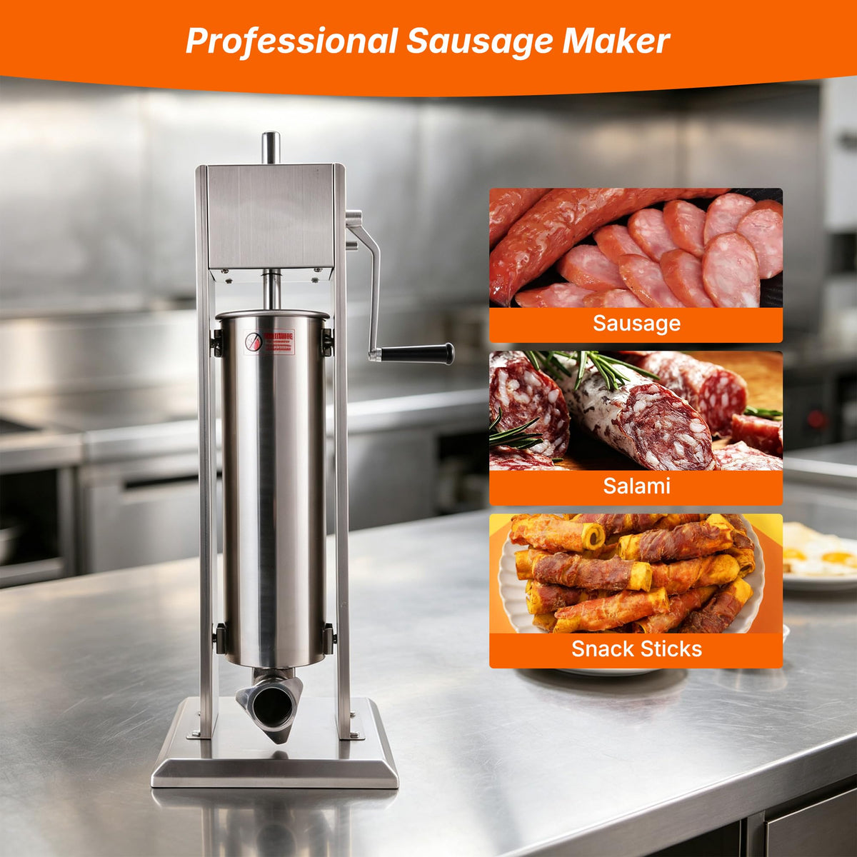 Stainless Steel Vertical Sausage Stuffer 15Lb Y994207