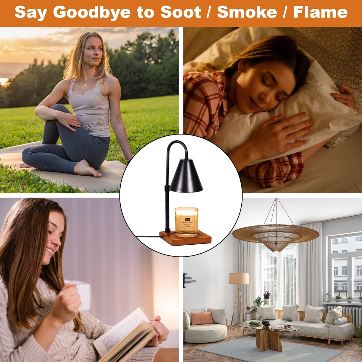 Candle Warmer Lamp with Timer, Adjustable Height Dimmable, 2 Bulbs X31886