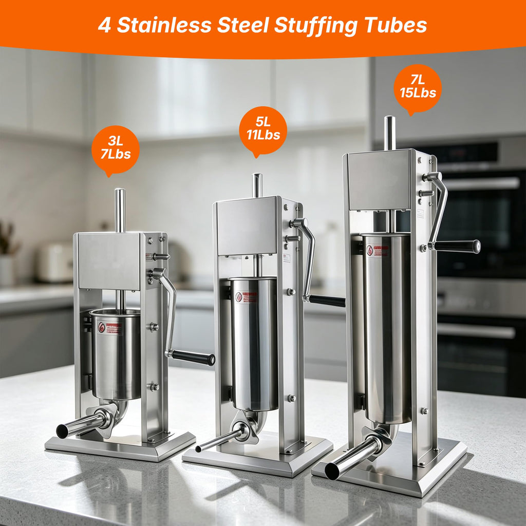 Stainless Steel Vertical Sausage Stuffer 15Lb Y994207