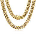 15mm 18k Gold Stainless Steel Cuban Link Chain G8908