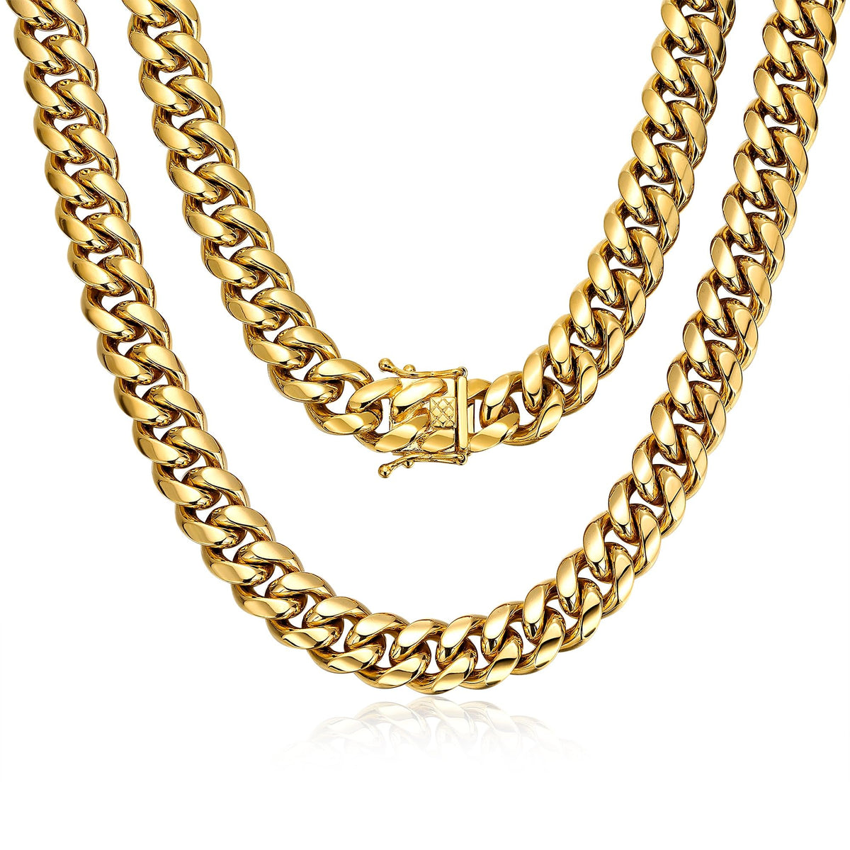 15mm 18k Gold Stainless Steel Cuban Link Chain G8908