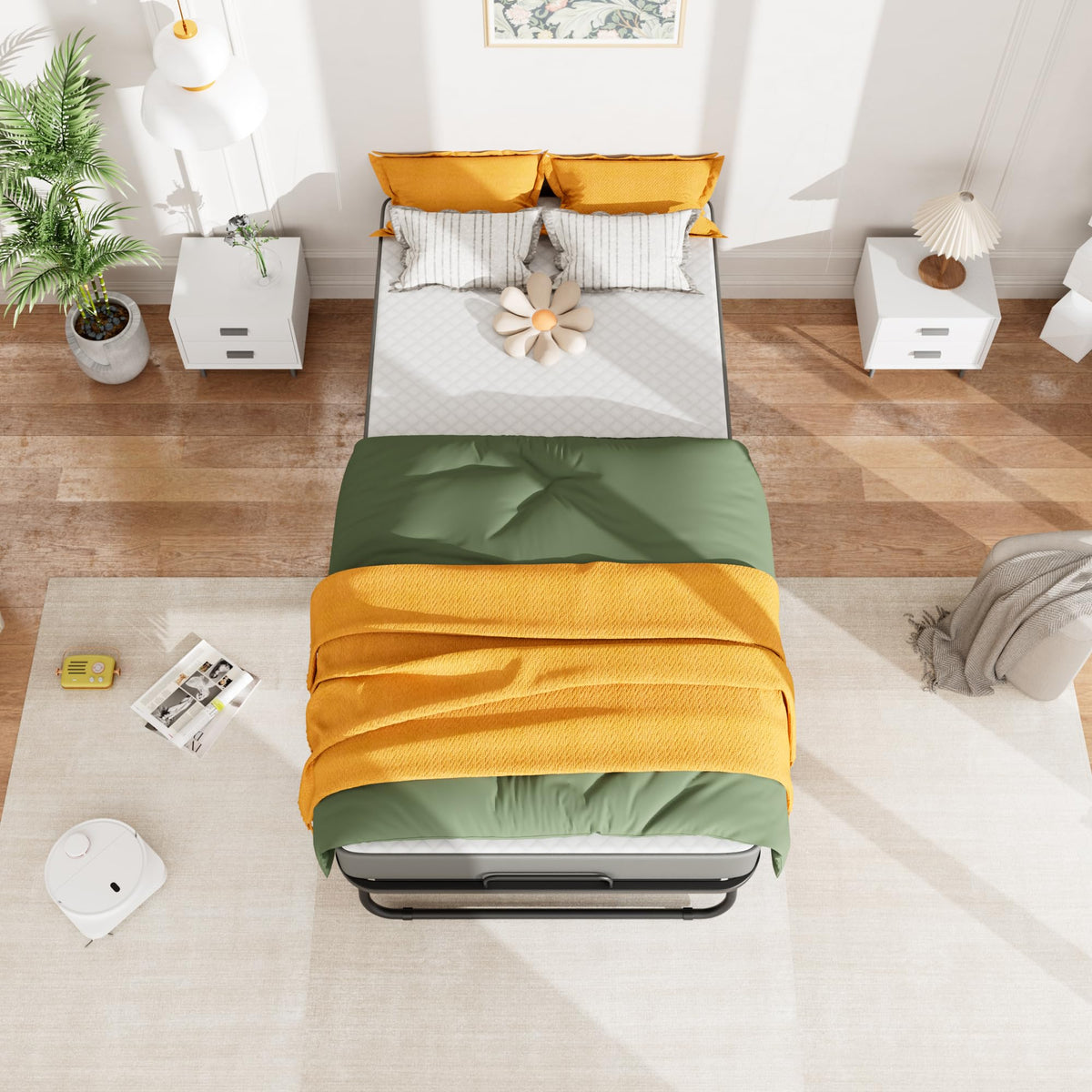 Folding Bed with 5 Inch Mattress, Twin Size L365325
