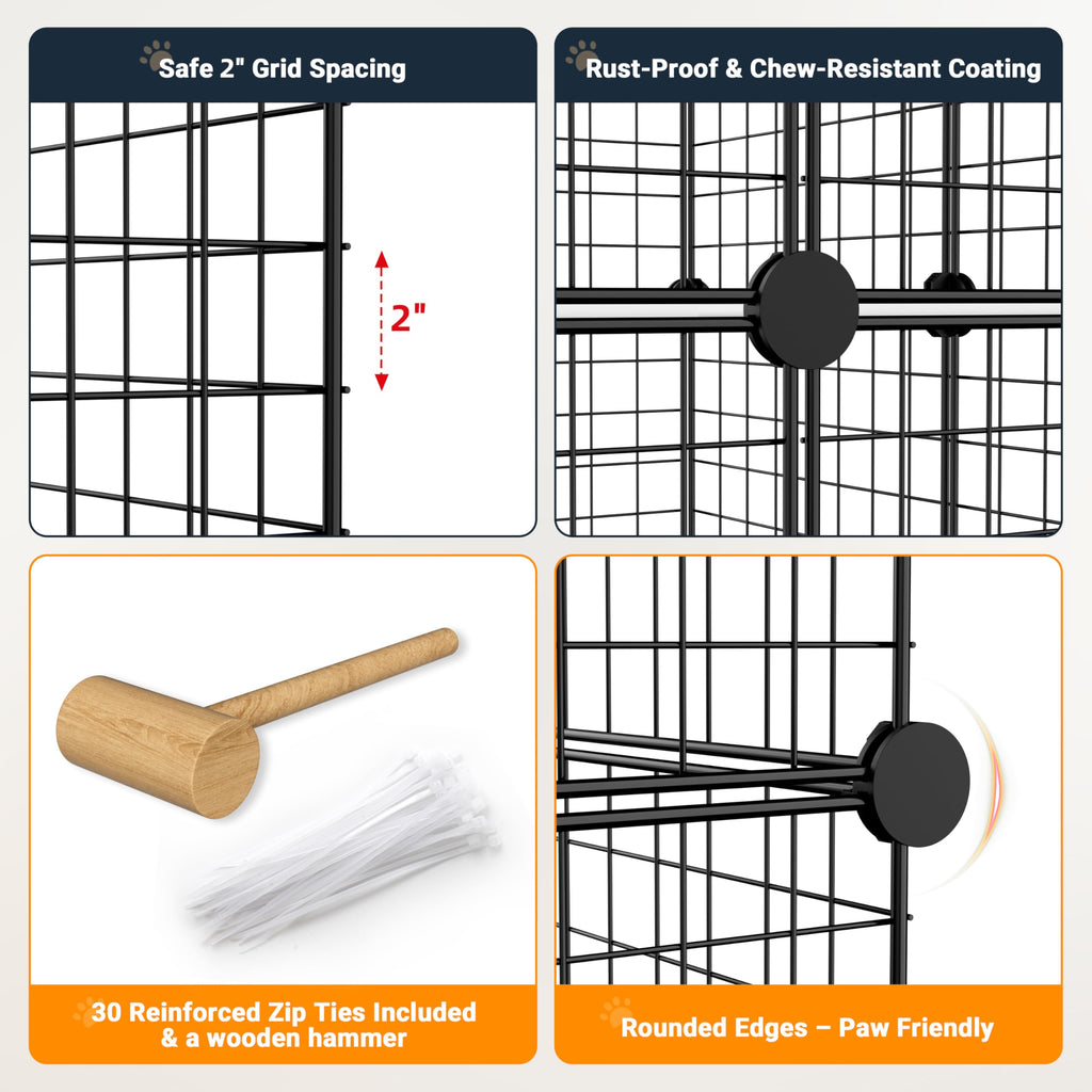 Foldable Black Wire Metal Cat Playpen J444