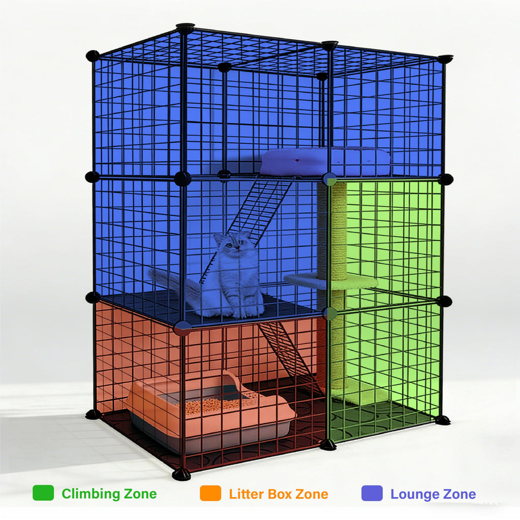 Foldable Black Wire Metal Cat Playpen J444