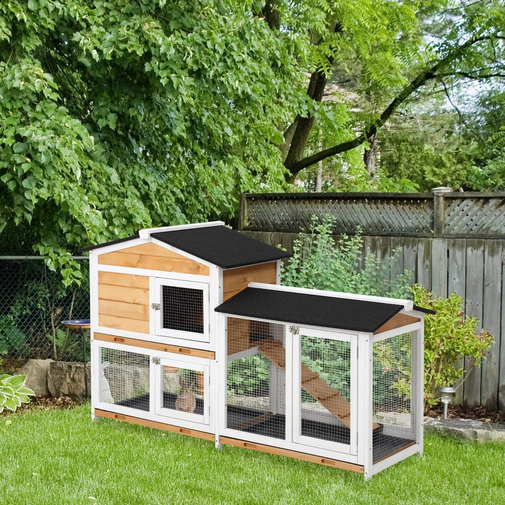 2-Story Wooden Rabbit Hutch with Ramp V898258