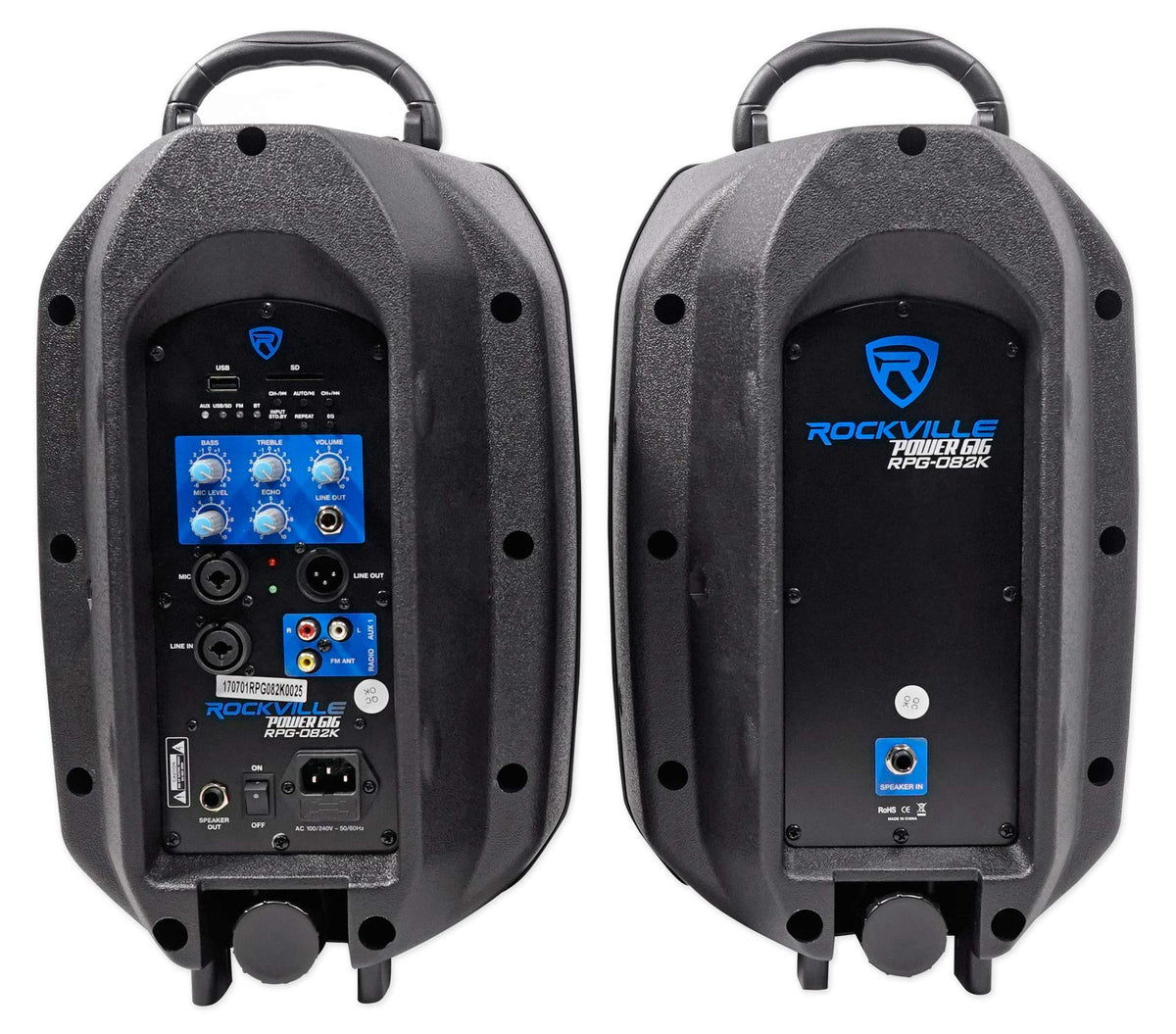 Powered PA Speaker Package with Mic Stands Cables V18403
