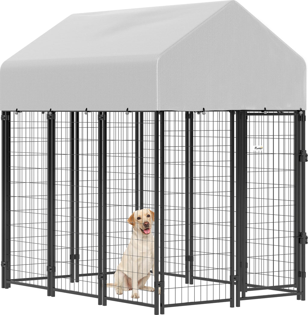 Outdoor Dog Kennel with Roof, 6' x 4' x 6' Heavy Duty Welded Wire Dog Playpen Enclosure P527