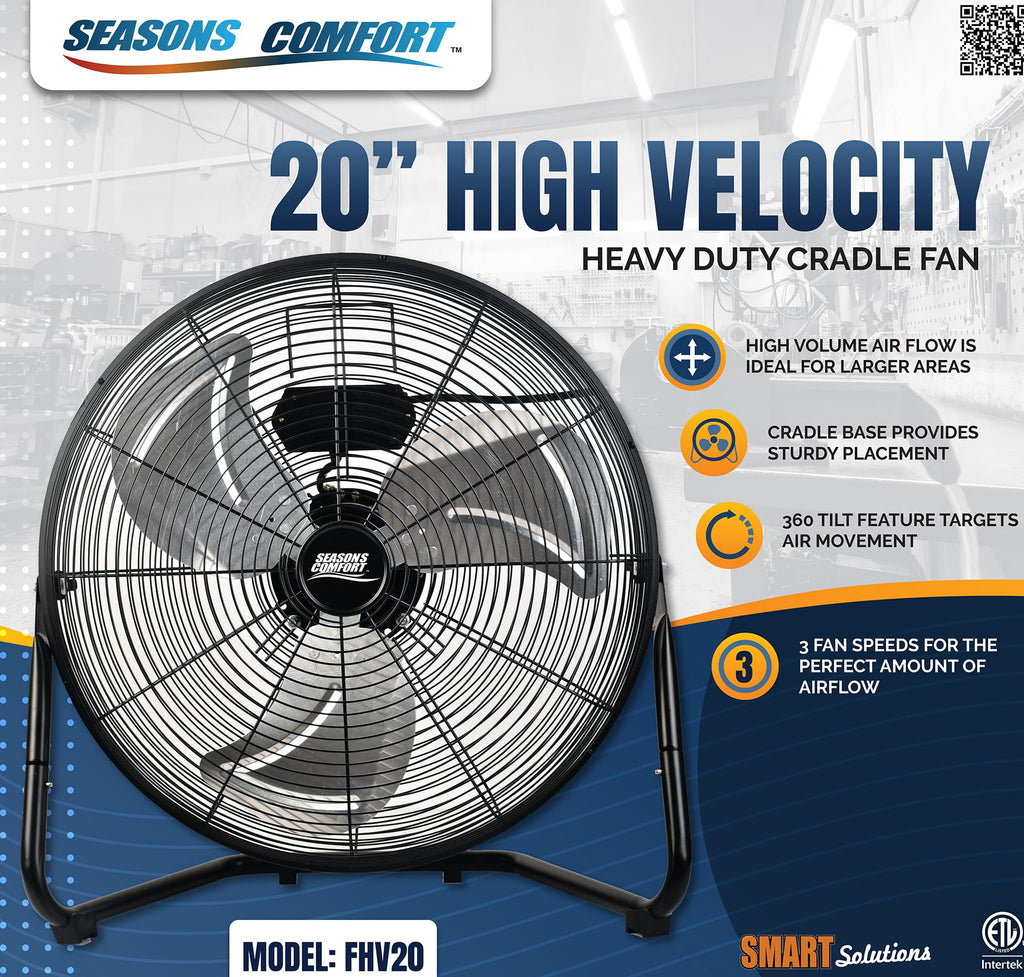 20 Inch 3 Speed Black High Velocity Fan B404650