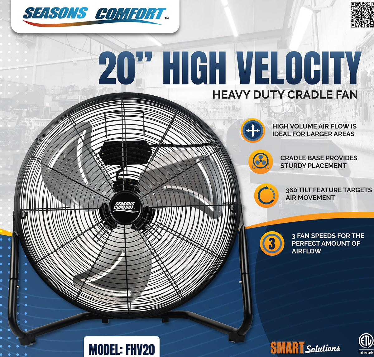 20 Inch 3 Speed Black High Velocity Fan B404650