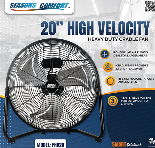 20 Inch 3 Speed Black High Velocity Fan B404650