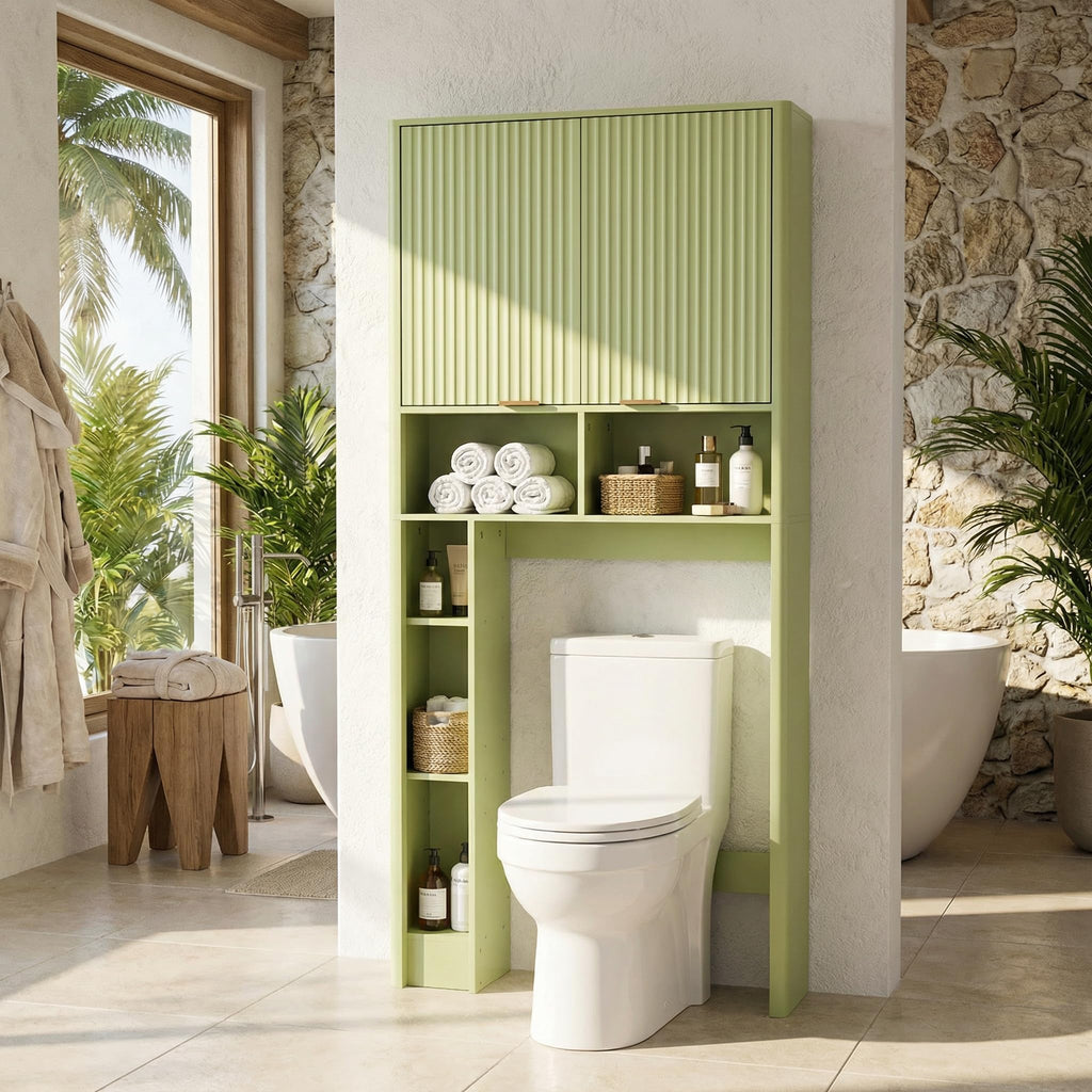 Green Over the Toilet Storage Cabinet with Adjustable Shelf H769454
