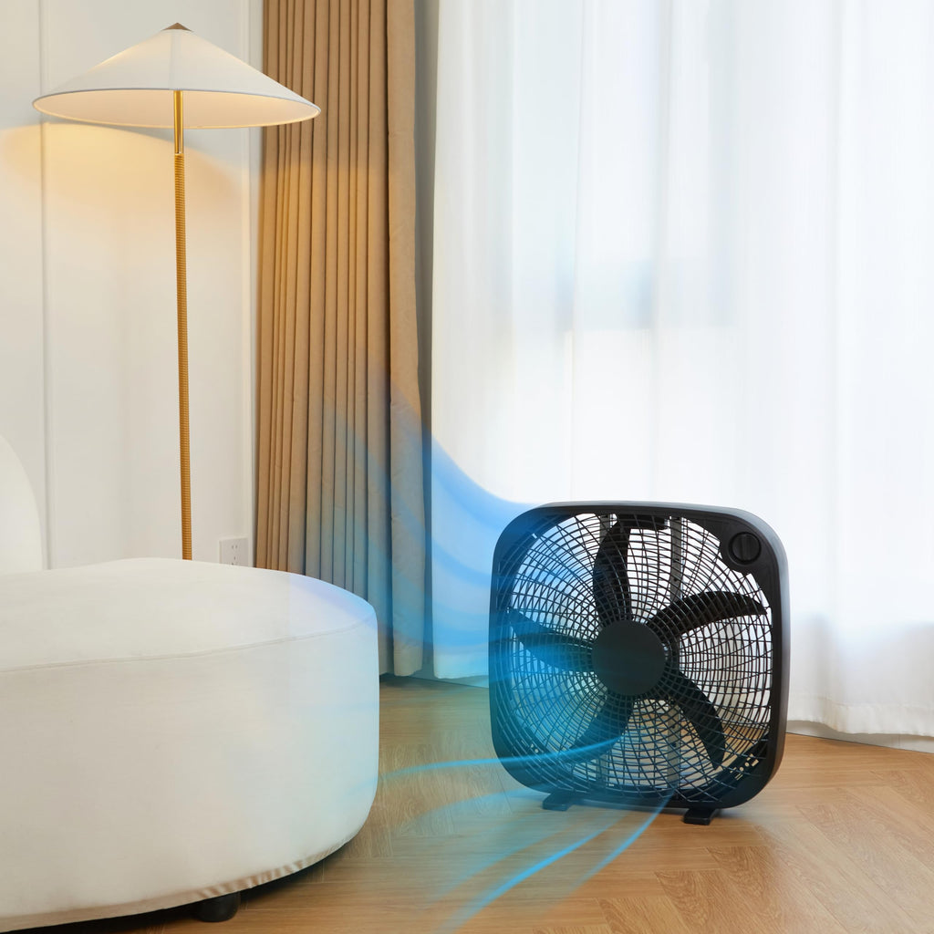 Black 20-Inch 3-Speed Box Fan with Carry Handle S51558