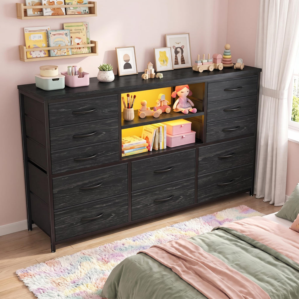Black Wood Grain Dresser W2738