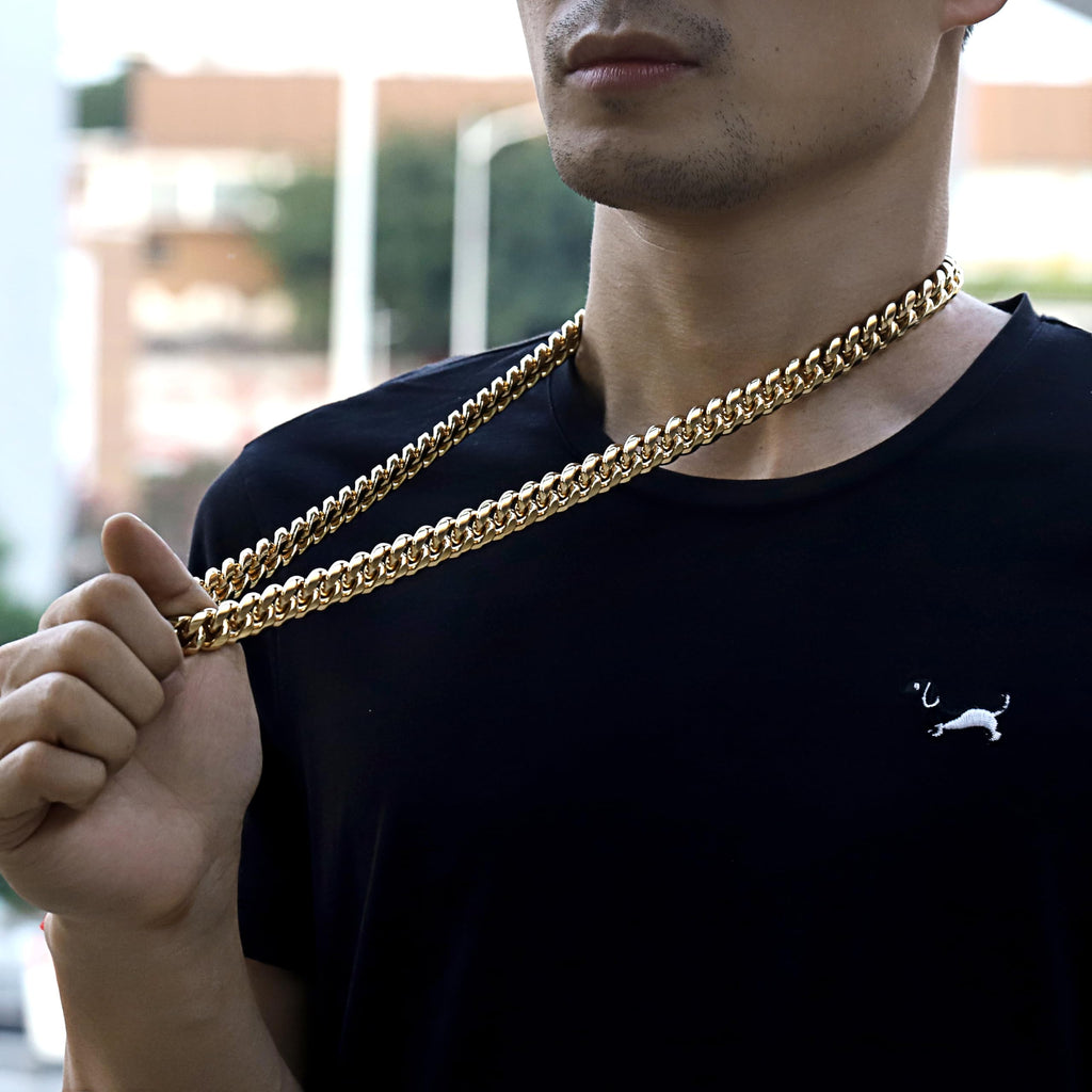 15mm 18k Gold Stainless Steel Cuban Link Chain G8908