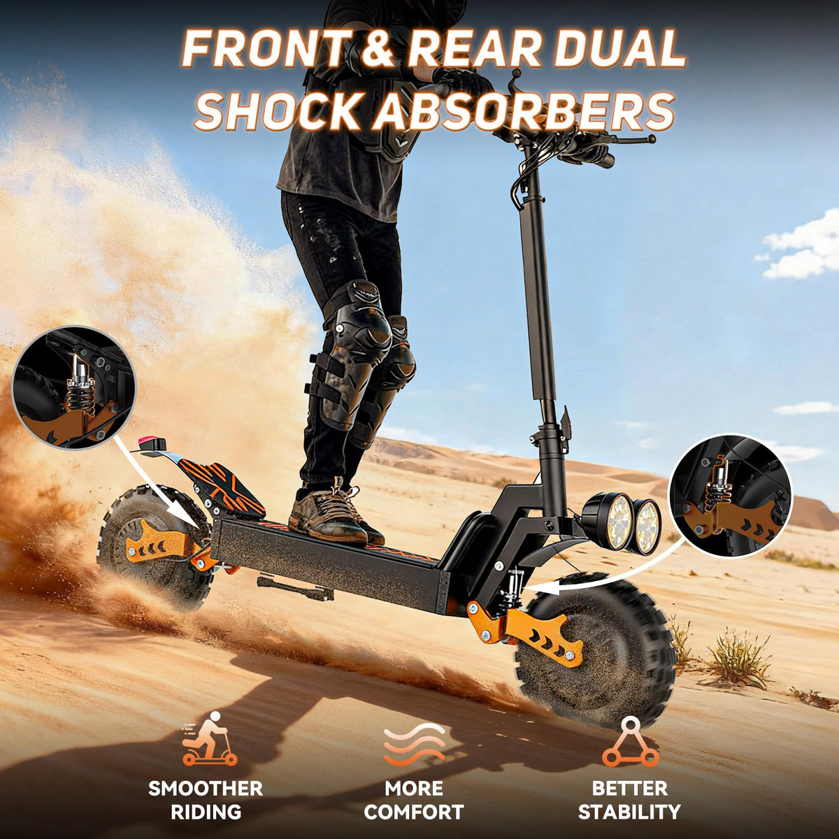 2400W Dual Motor 70 Miles Range 30MPH Foldable Off Road Electric Scooter X96081