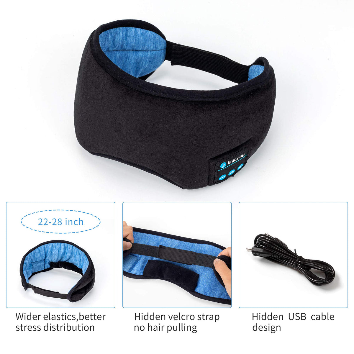 Bluetooth Sleep Headphones Eye Mask with Built-in Speakers Microphone K7724