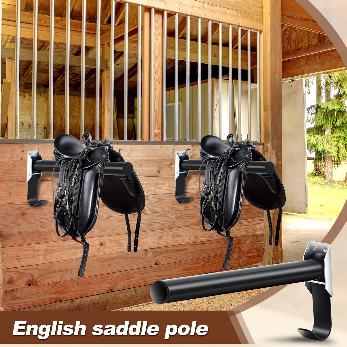 2 Pcs Wall Mount Saddle Rack with Bridle Holder M35248