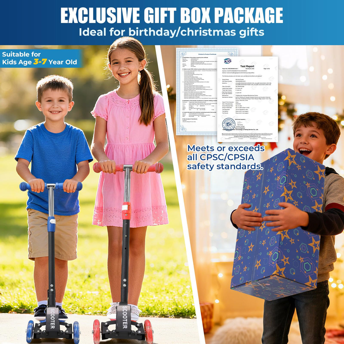 3 Wheel Kids Scooter with LED Light-Up I72680