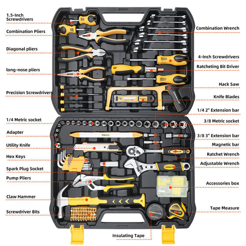 199 Piece Tool Kit with Socket Wrench Tool Box Case L81353
