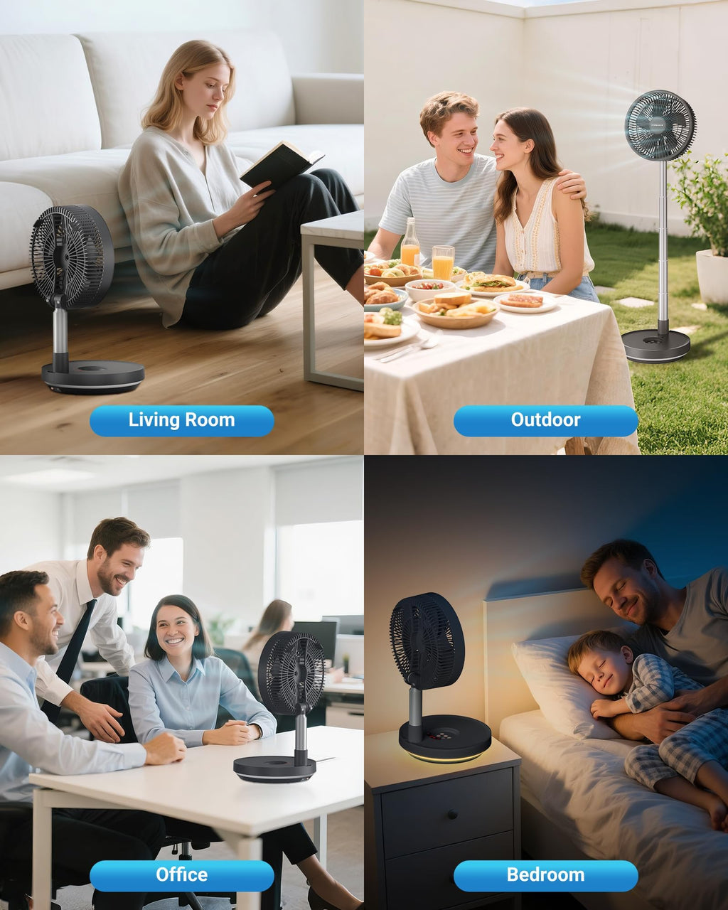 10" Portable Oscillating Fan with 10000mAh Rechargeable Battery H68361