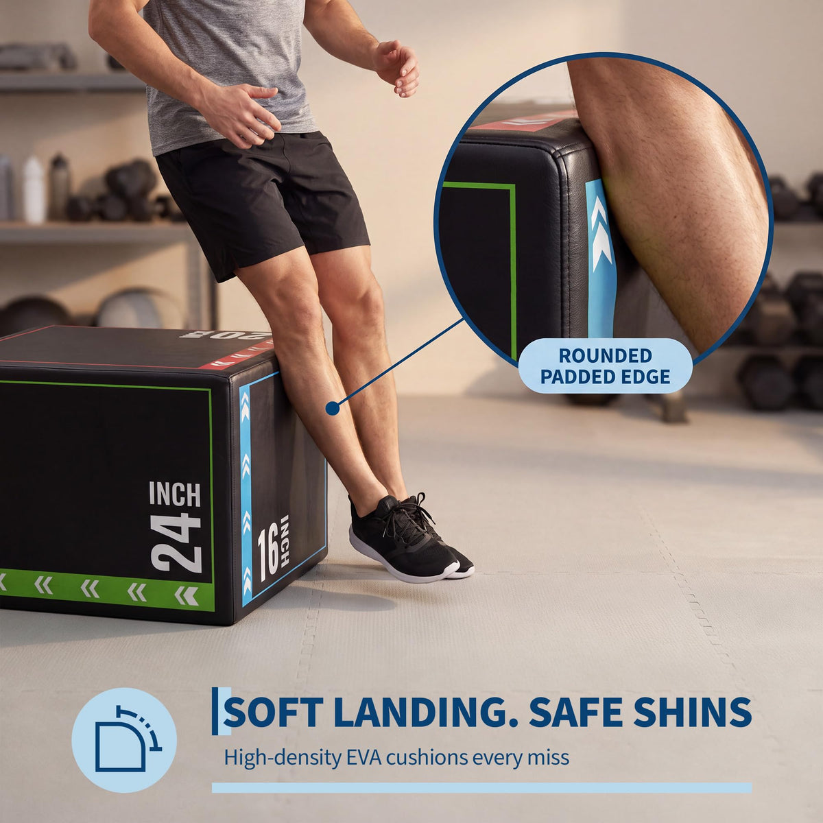 3 in 1 Plyometric Jump Box with Non-Slip Surface J7448