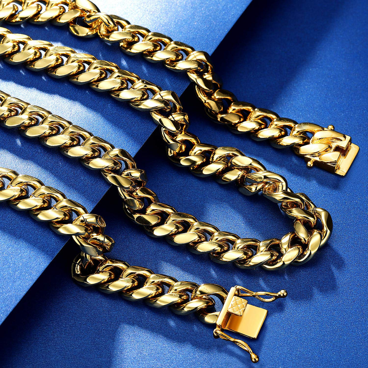 15mm 18k Gold Stainless Steel Cuban Link Chain G8908