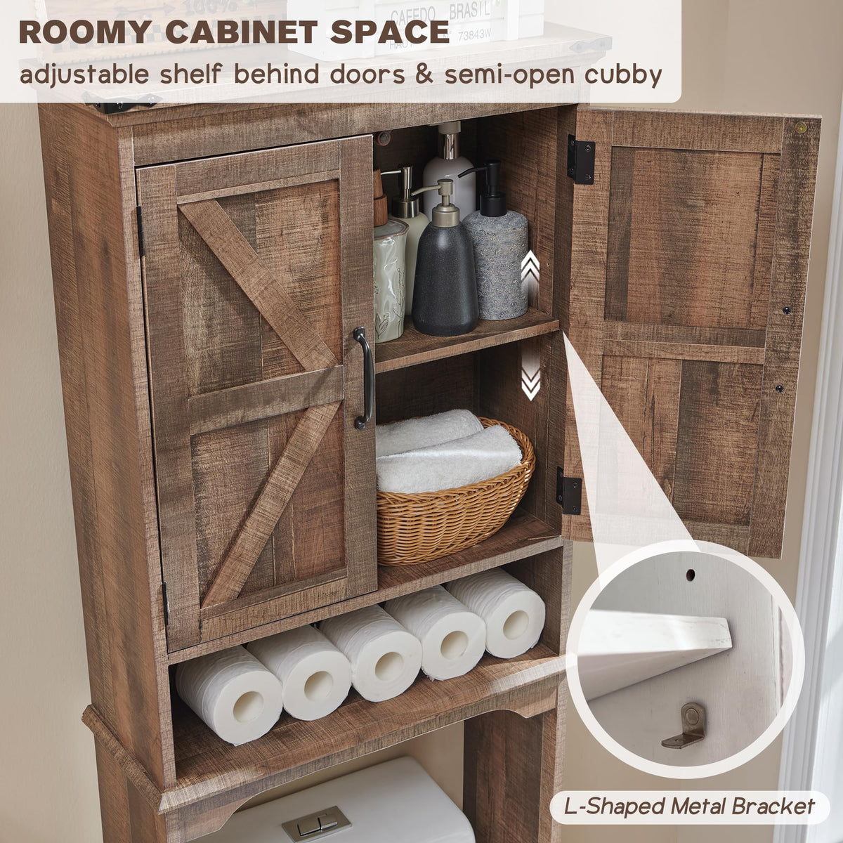 67" Over Toilet Storage Bathroom Cabinet K404