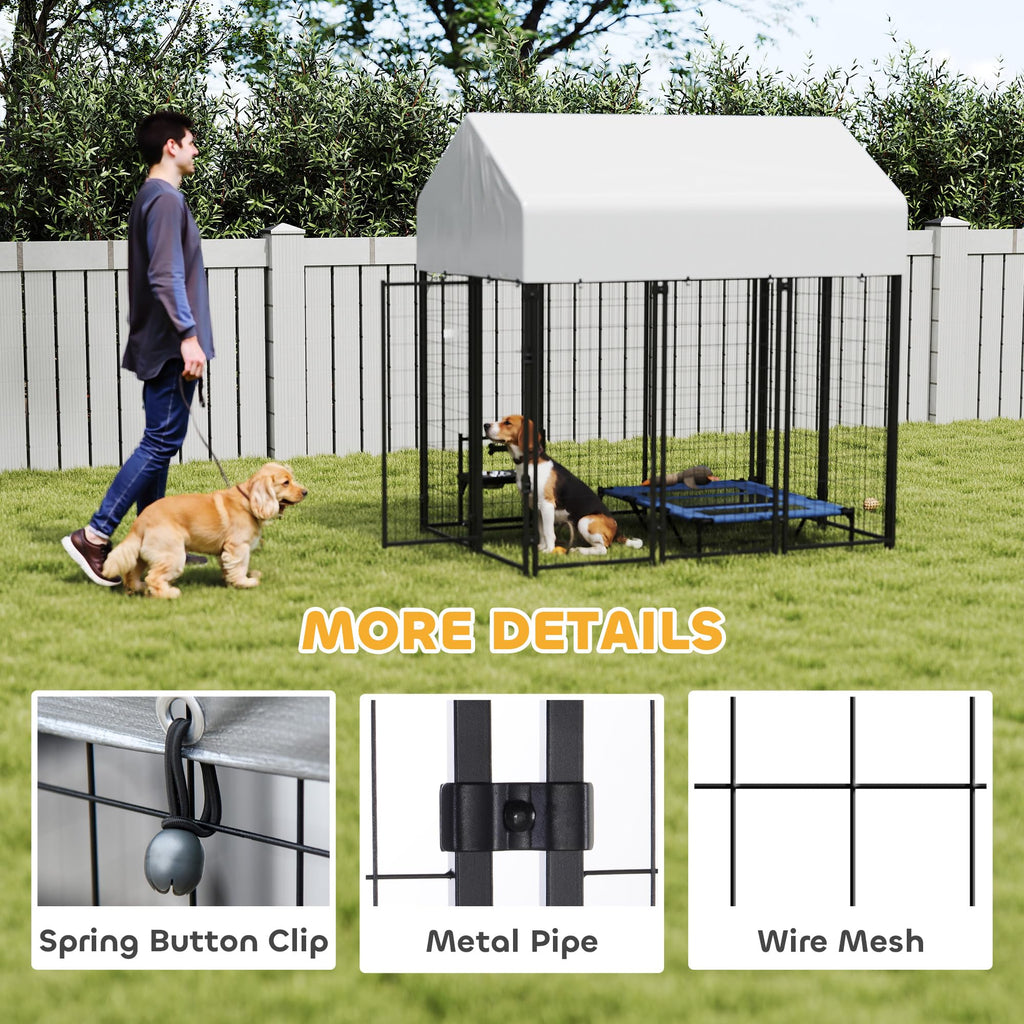 Outdoor Dog Kennel with Roof, 6' x 4' x 6' Heavy Duty Welded Wire Dog Playpen Enclosure P527