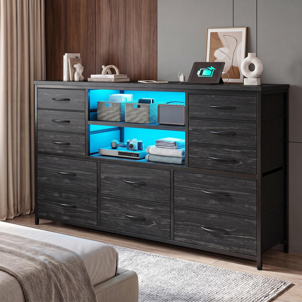 Black Wood Grain Dresser W2738