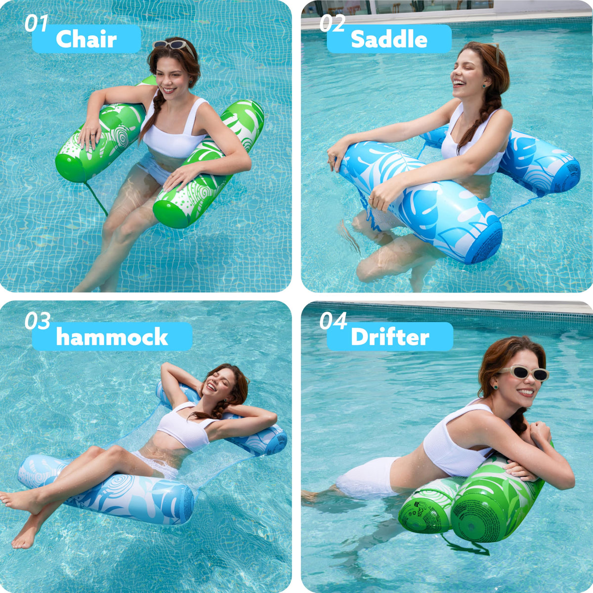 2 Packs Inflatable Pool Floats PVC Water Hammock Lounge A42937