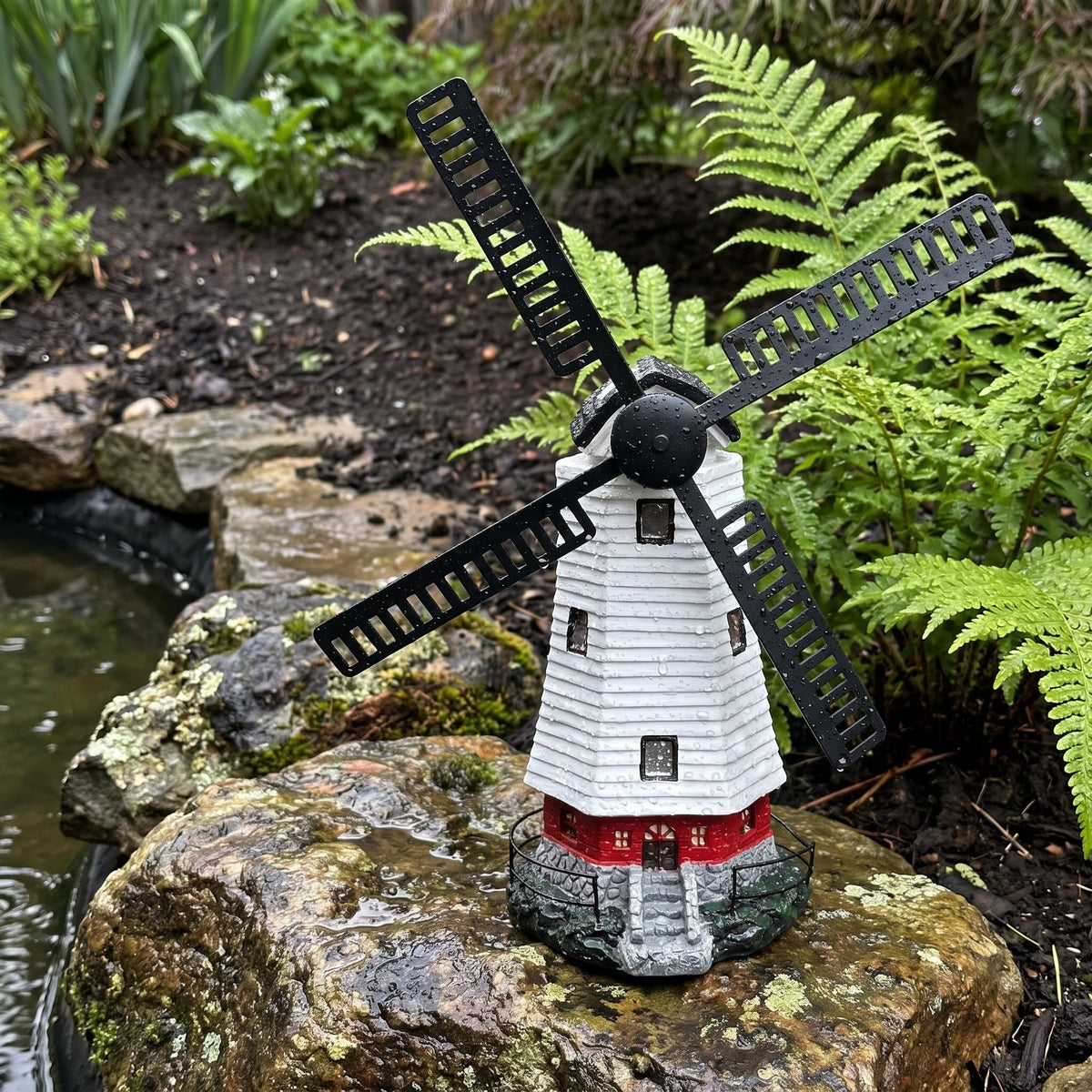 Solar Powered Lighthouse Statue 13 inch Y4943