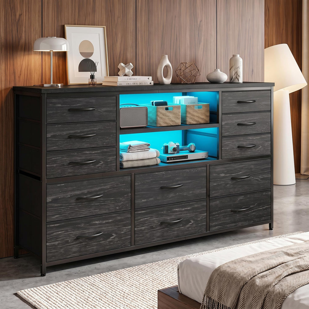 Black Wood Grain Dresser W2738