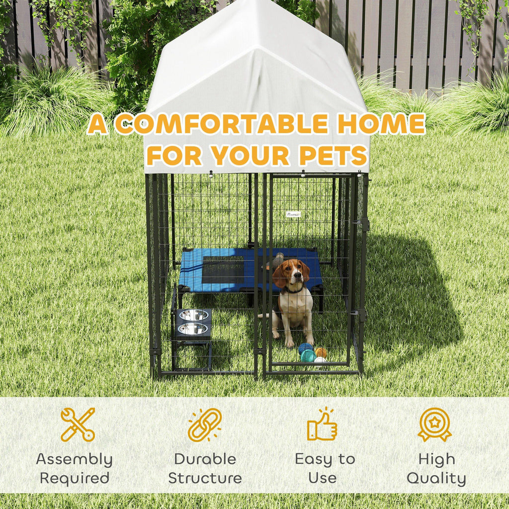 Outdoor Dog Kennel with Roof, 6' x 4' x 6' Heavy Duty Welded Wire Dog Playpen Enclosure P527